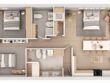 Bedroom plan with bed and bath